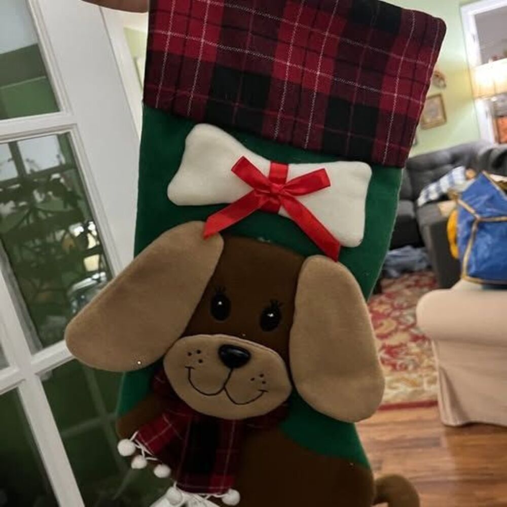 Dog Christmas Stocking with Bone Detail